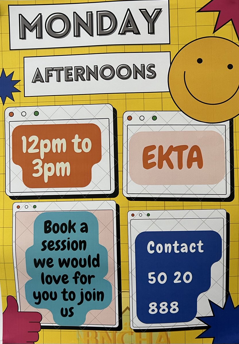 Come join us on Monday afternoons 12pm - 3pm for our #EKTA sessions. Lots of opportunities to meet new people, socialise, learn new skills, participate in workshops, trips, visits, activities and more! #TenantEngagement #Community #BNCHA