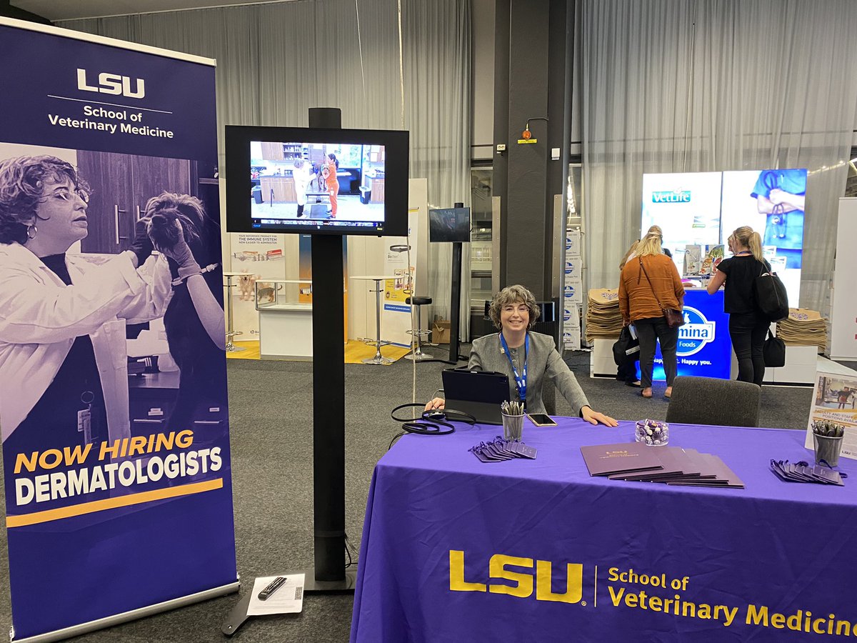 lsuvetmeddean's tweet photo. We’re recruiting faculty in dermatology @LSUVetMed! Our team is present at the #ECVD Conference in Sweden, representing #LSU! We proudly serve #Louisiana, while also extending our influence to a national & international stage! #BetteringLives #WeTeach #WeHeal #ScholarshipFirst https://t.co/T9q89ZOVXr