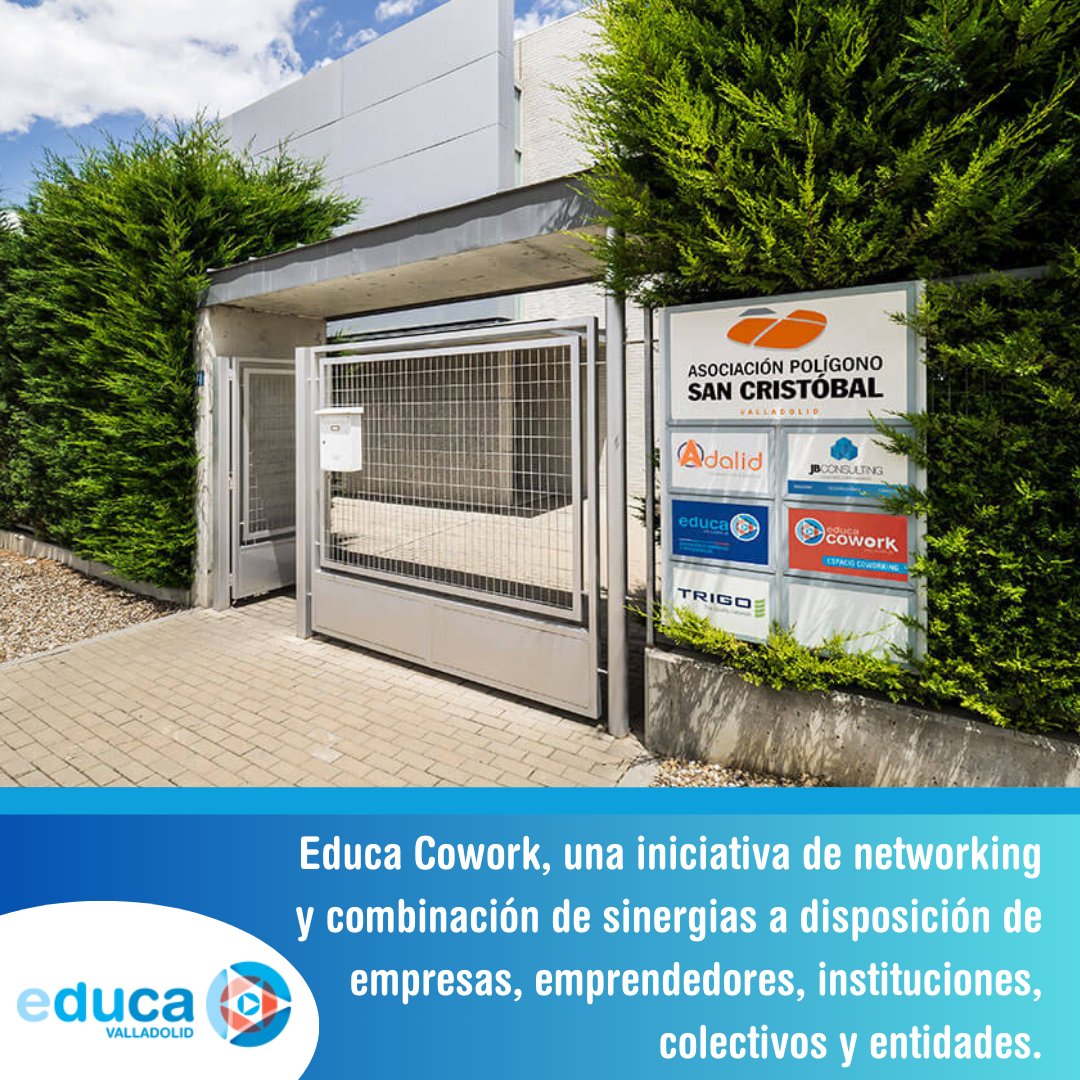 ¿Conoces nuestro #espaciocoworking? 👨‍💼

Educa Cowork nace como una iniciativa de networking y combinación de sinergias para #negocios y #emprendedores 💪👥

Se sitúa en la calle Galena 41 del polígono de San Cristóbal, en #Valladolid📍

Más información en
educavalladolid.es/cowork/