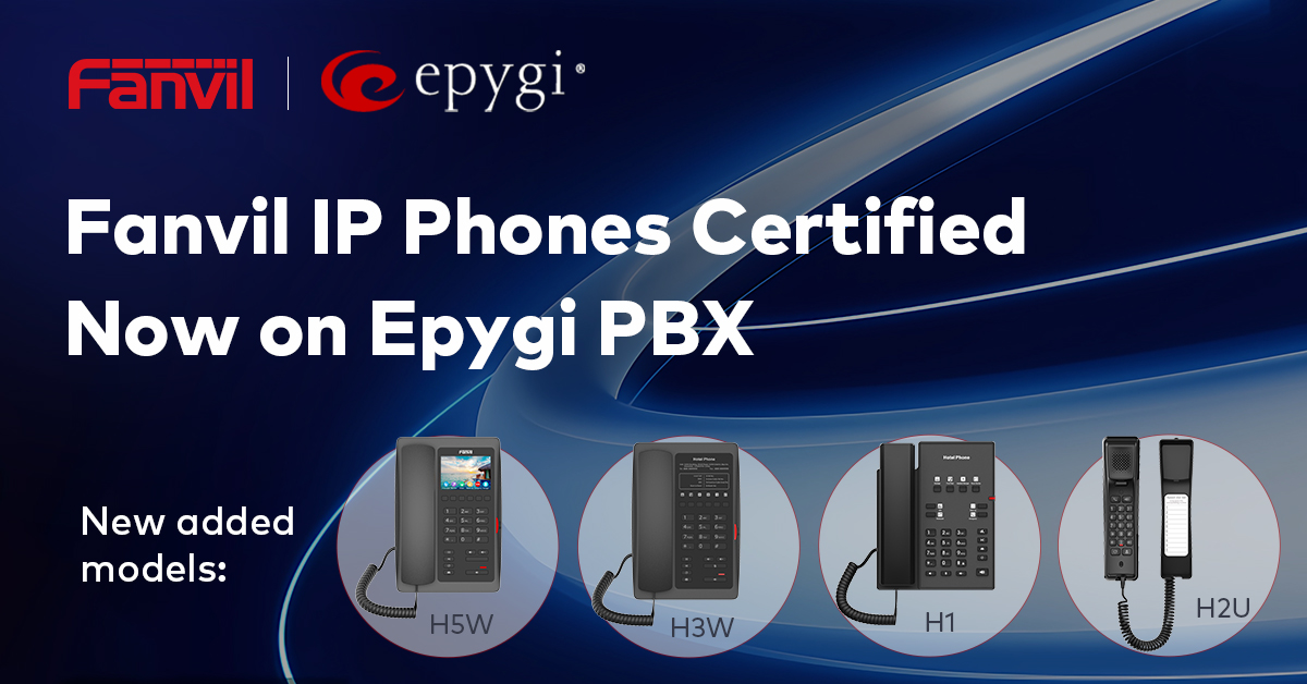 FanvilOfficial's tweet photo. #Fanvil #Epygi #Certification #H5W #H3W #H1 #H2U
🎉Great news! #Fanvil IP phones #H5W,#H3W, #H1, and #H2U are now certified on @Epygi_Tech #PBX😎, ensuring seamless integration for your communication needs and added convenience.
👉https://t.co/mTUj6nNzEu https://t.co/XfHw30M3Gh