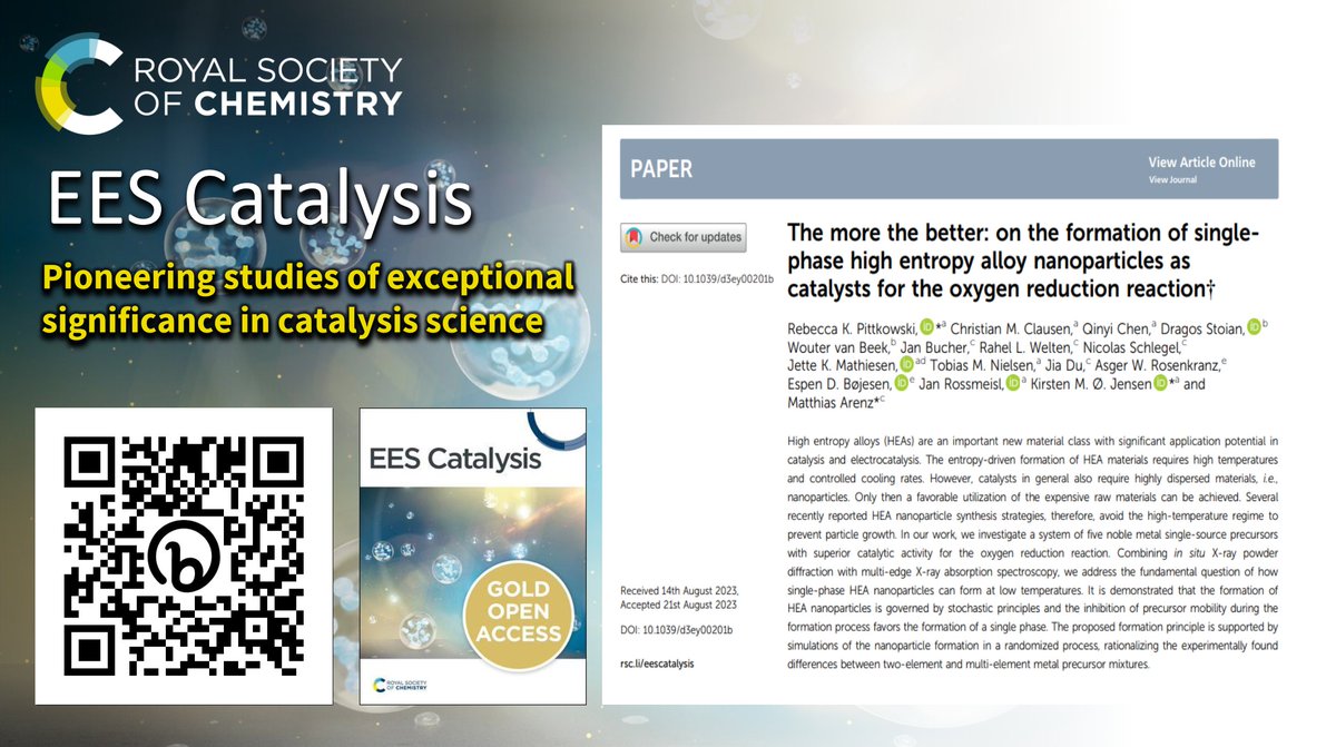 Rebeccas <a href="/RPittkowski/">Rebecca Pittkowski</a>  article in <a href="/RSC_Energy/">RSC Energy Journals</a> is out. Great <a href="/HEAcatalysis/">Center for High Entropy Alloy Catalysis @ UCPH</a> collaboration on high entropy alloy synthesis and why it might be easier to obtain single phase nanoparticles when going few to many components...