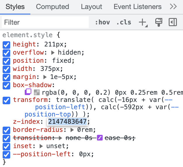 Writing clean and efficient CSS is a real job and needs time and practice, episode 897645. This is coming from a JS library of a big and famous video player company. Don't do that please.