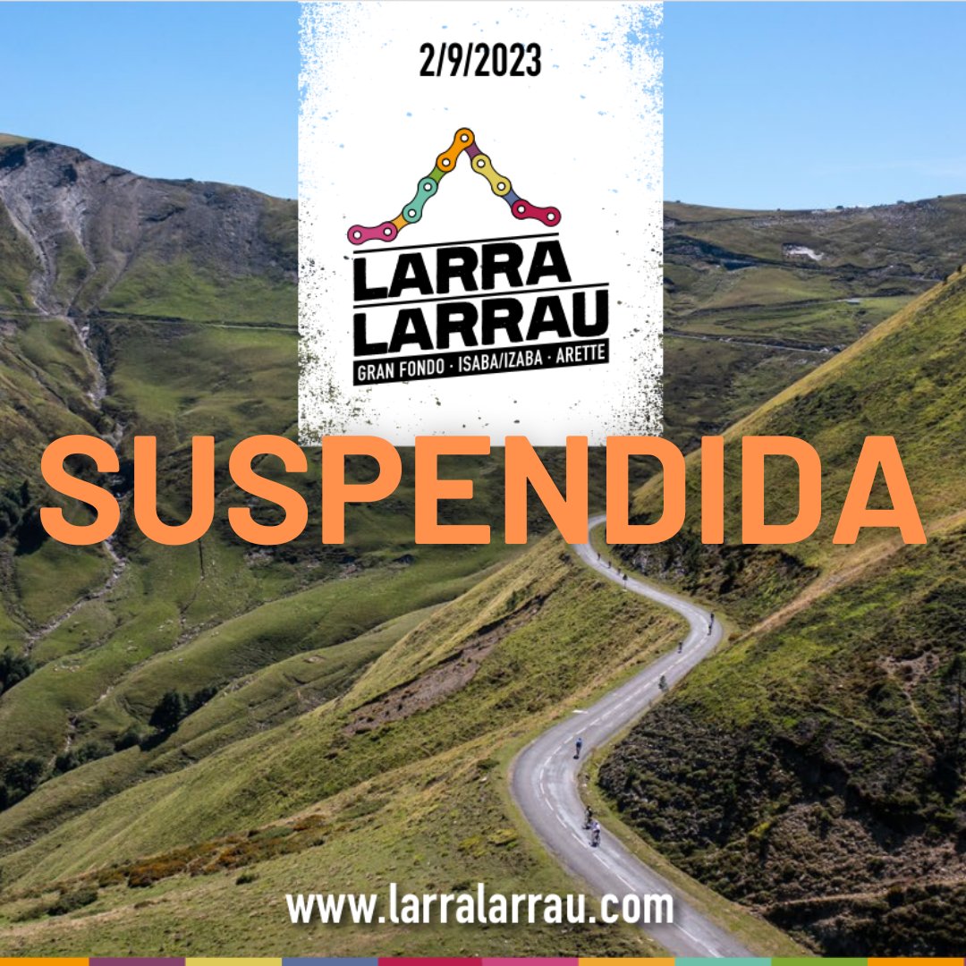 LARRA LARRAU 23 SUSPENDIDA

Ante las adversas condiciones climatológicas que a fecha de hoy se siguen anunciando para el sábado por la llegada de una DANA, LARRA LARRAU 2023 queda suspendida.
