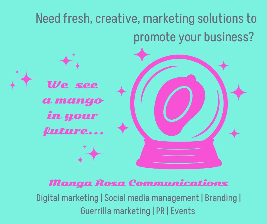 MangaRosaCom's tweet photo. Fresh, creative marketing solutions for your business. Find out   more info@mangarosacommunications.com
#marketingagency #creativeagency #marketing #advertising #digitalmarketing   #branding #publicrelations #pr #events #followthemango https://t.co/2bzxOT6eZr