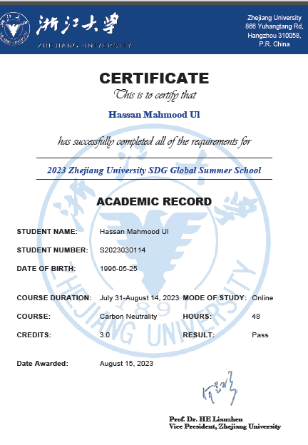 Mahmood78451805's tweet photo. I want to pay my sincere gratitude to the College of Environmental and Resource Sciences at Zhejiang University @ZJU_China  for organizing such a comprehensive  Global Summer School 2023 and certification. Thank you again.
#ZJUGSS #Z4G #GlobalZJU #CarbonFootprint https://t.co/zSLcvk9Cl9