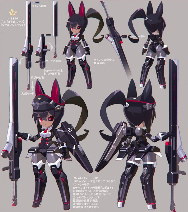 【コンテスト参加】【応募条件に同意します】#デスクトップアーミー  (再投稿修正版)「コバルト」シリーズは「クロム」シリーズを 元にして作られたエントリーモデル モチーフはクロムが猟犬なので犬のような外見で描かれる事の多い妖精「コボルト」に 名前はクロムと同じく金属の名前から命名 