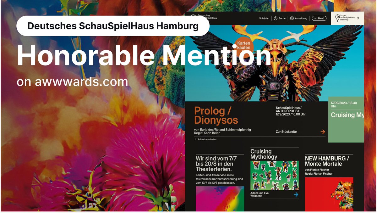 Celebrating excellence! @schauspielHHaus website earns Honorable Mention on <a href="/awwwards/">awwwards.</a> 🏆

Thanks for your support – here's to more innovative web projects ahead!

#awwwards #honorablemention #celebrate