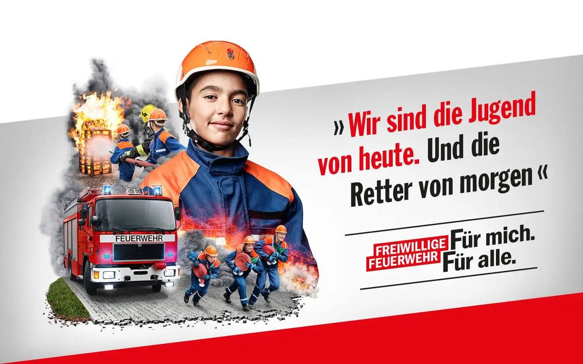 Διαφήμιση της εθελοντικής πυροσβεστικής στη Γερμανία 'Είμαστε η νεολαία του σήμερα και οι διασώστες του αύριο' 'Εθελοντική πυροσβεστική. Για μένα, για όλους' Βγάλτε συμπεράσματα και κάντε τους παραλληλισμούς με εμάς