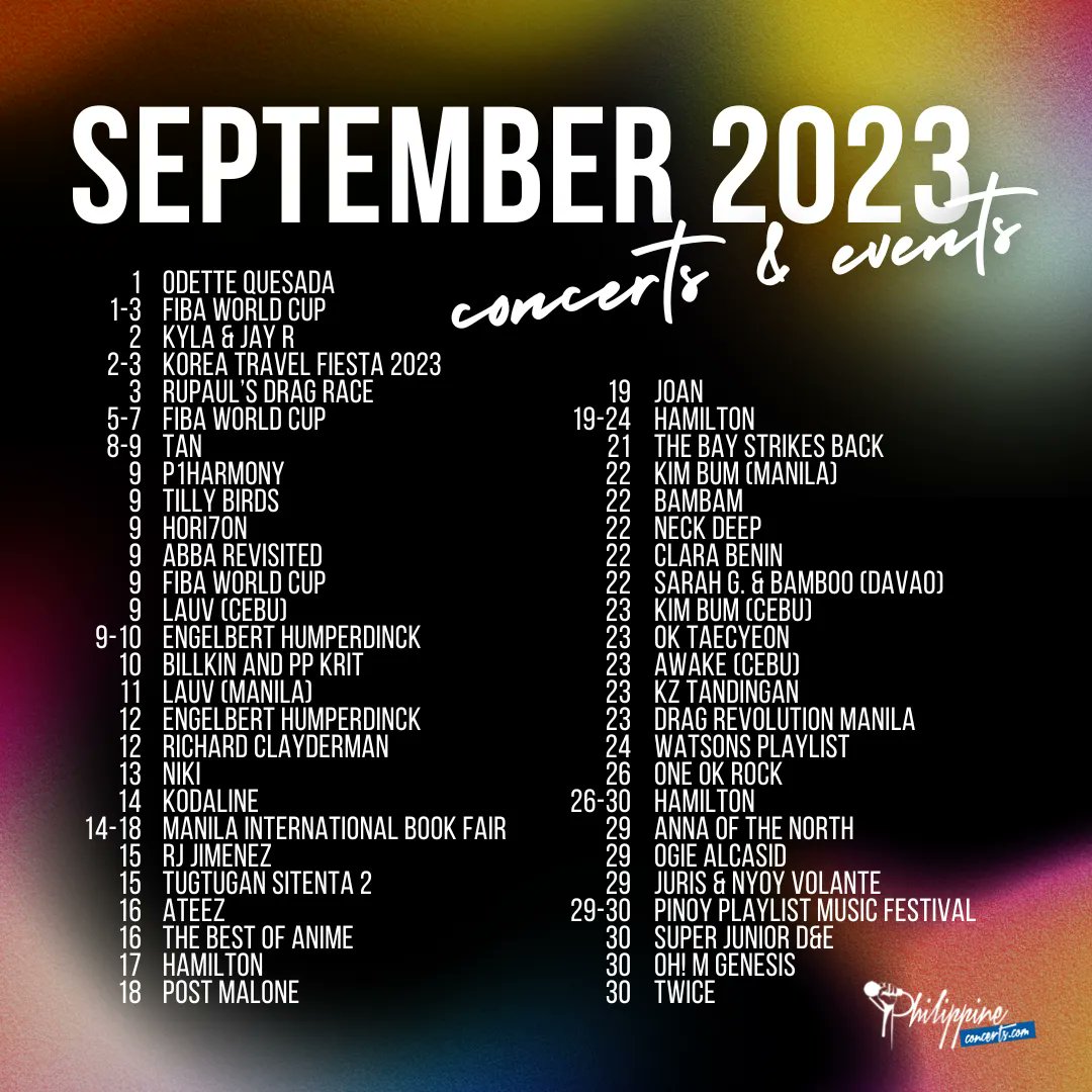 philconcerts's tweet photo. LOOK! September has the most concerts that will happen on the same day. https://t.co/fGEQJlGa99