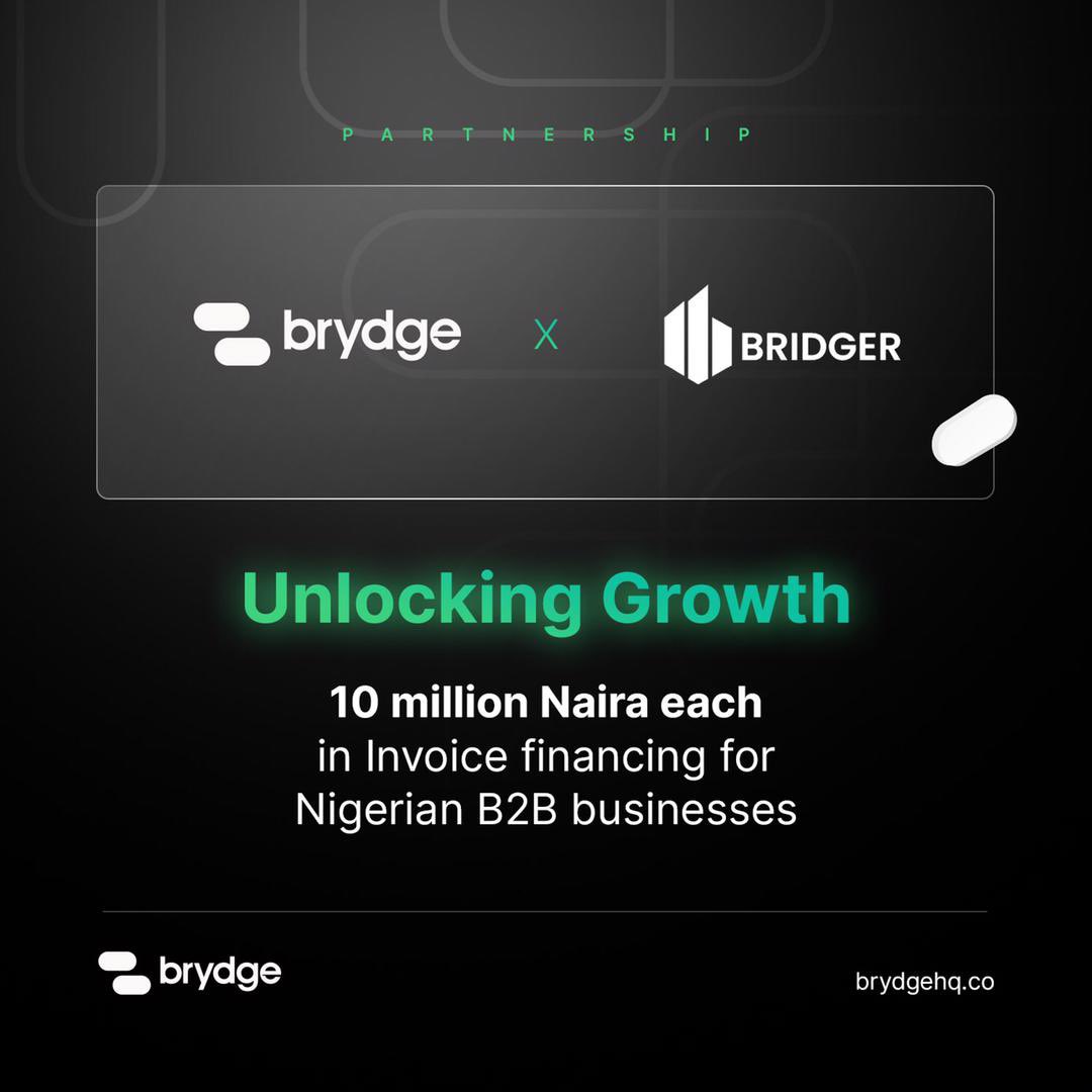 🛎️🔔
Sticking to our ethos on increasing the pie for Nigerian businesses in Global Trade. We've partnered with #Bridger to offer  invoice financing of up to #10 million naira. 

Qualified businesses can apply below. 

medium.com/@brydgehq/bryd… #invoicefinancing