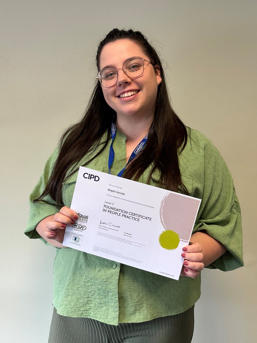 Congrats to Abby on completing her L3 Certificate in People Practice. She is now a Foundation Member of the CIPD. Marie and I are so proud of the hard work demonstrated in her achievement. Abby has been promoted to Trainee HR Advisor. Very well deserved, Abby! 👍

- Louise Embury