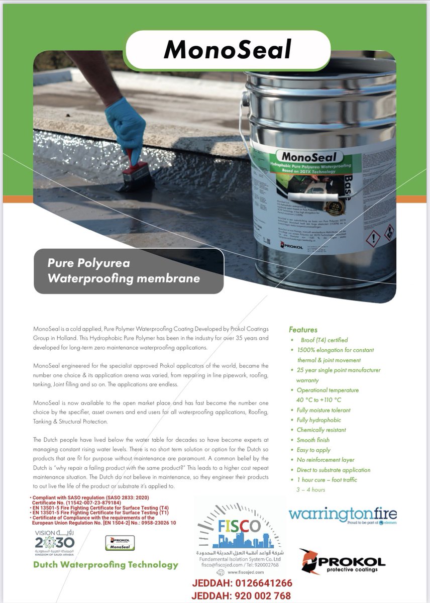MONOSEAL PURE COLD POLYUREA IS THE BEST CHOICE FOR WATERPROOFING