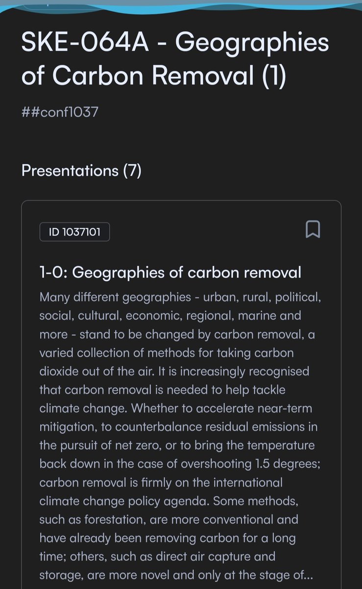 Excited to be on my way to #RGSIBG23 for my sessions with Emily Cox and @a_laurie_waller on Geographies of Carbon Removal! Friday 9 – 10:40 and 11:10 – 12:50. Come on down!