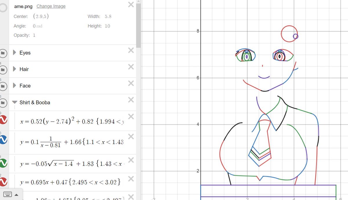 khristaye's tweet photo. workign on drawing ame on desmos calculator (started 2 days ago and workig with two other firneds(im doigng this in school)) #ameliaRT https://t.co/HwyboDeAYM