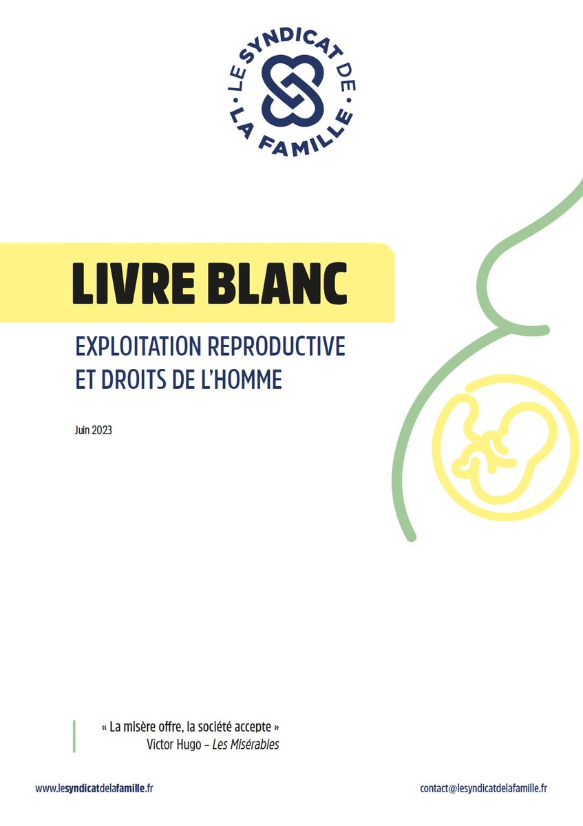 SyndicatFamille's tweet photo. Pour dénoncer ce marché de l’humain, le @SyndicatFamille publie aujourd’hui « Le Livre blanc : exploitation reproductive et droits de l’Homme ». Obj : exposer les faits et formuler des propo. pour mettre un coup d’arrêt à ce business. Retrouvez-le ici : https://t.co/Ay04dK5cj9 https://t.co/wdLrGzjs77