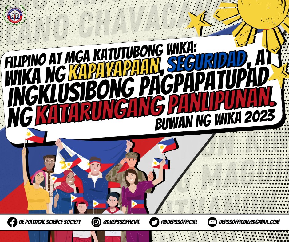uepssofficial's tweet photo. 𝐖𝐈𝐊𝐀 𝐀𝐍𝐆 𝐊𝐀𝐋𝐔𝐋𝐔𝐖𝐀 𝐍𝐆 𝐈𝐒𝐀𝐍𝐆 𝐁𝐀𝐍𝐒𝐀.

Ang pagtatapos ng Buwan ng Wika ay hindi dapat maging hudyat ng ating paghinto sa paggamit ng ating sariling wika. https://t.co/yaFq16Ba1W