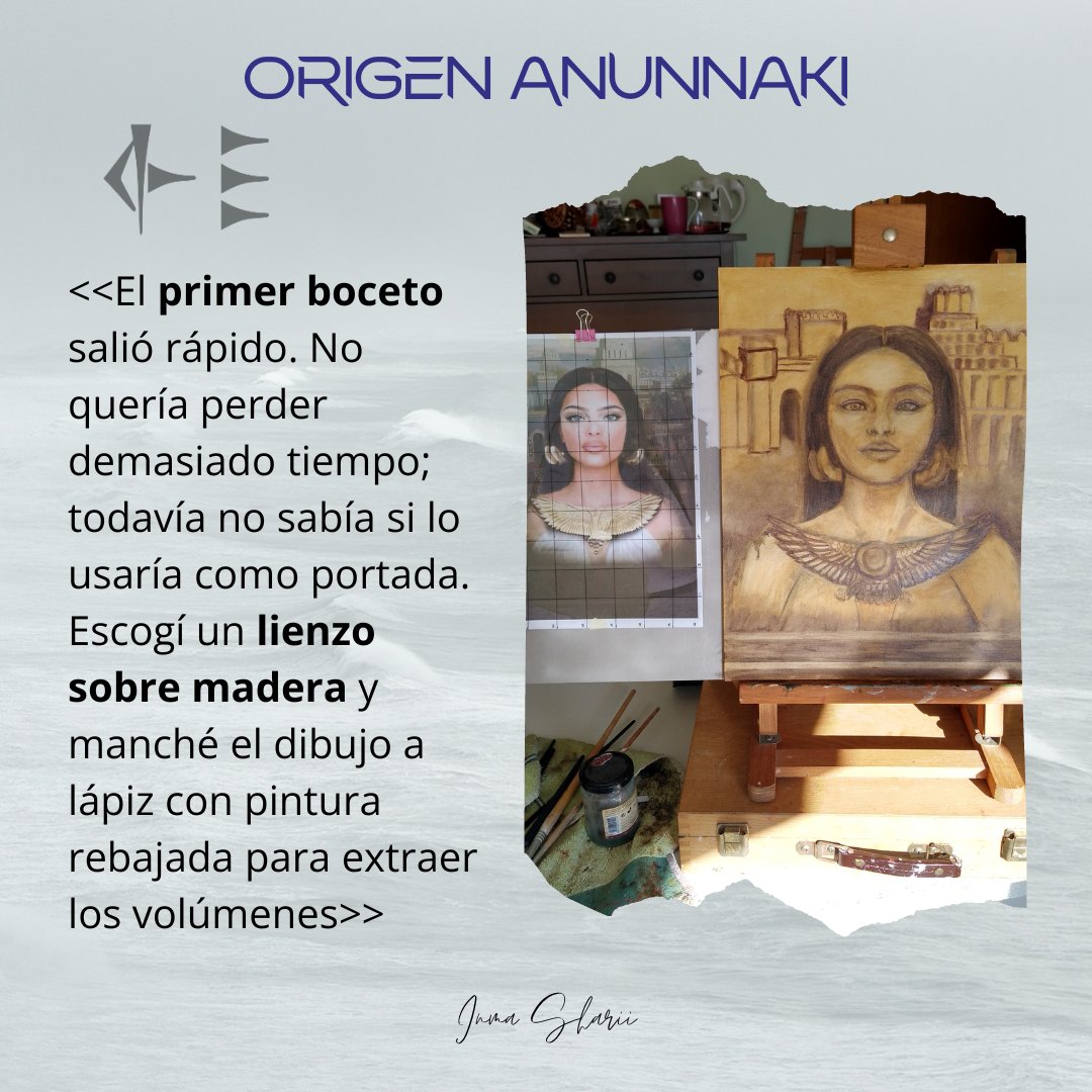 inmasharii's tweet image. Siempre he supervisado la creación de las portadas de mis #libros pero con mi nueva #novela  di un paso más allá: ¡la pinté! ¿Dónde iba a encontrar una foto que representara a una mujer #sumeria? Ni lo intenté siquiera. #origenanunnaki