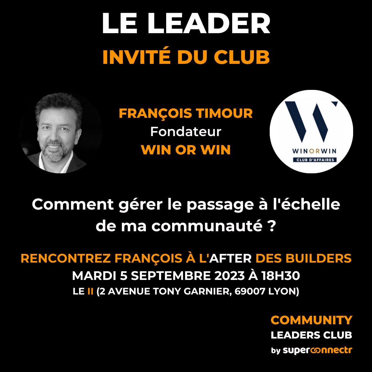 SuperConnectr (@superconnectr_) on Twitter photo 🤩 Rencontrez et échangez avec François Timour, Fondateur des Clubs d’Affaires WinOrWin France !
🗓️ RDV: 5/09 à 18h30 pour l'After des Builders du Community Leaders Club by <a href="/SuperConnectr_/">SuperConnectr</a>
🎟️ Inscriptions: eventbrite.fr/e/billets-laft…
#Communauté #CommunityBuilder #Networking #Lyon 🤩 Rencontrez et échangez avec François Timour, Fondateur des Clubs d’Affaires WinOrWin France !
🗓️ RDV: 5/09 à 18h30 pour l'After des Builders du Community Leaders Club by <a href="/SuperConnectr_/">SuperConnectr</a>
🎟️ Inscriptions: eventbrite.fr/e/billets-laft…
#Communauté #CommunityBuilder #Networking #Lyon