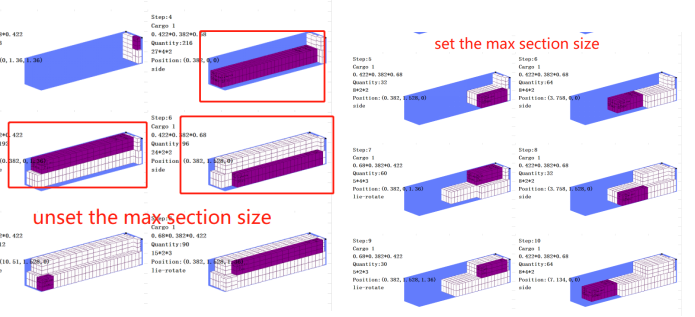 LoadMas83325827's tweet photo. #cargoloadplanning #containeroptimization
How to make the load plan feasible rather than inconvenient for on-site loading？
🚩Just set max section size in 𝗟𝗼𝗮𝗱𝗠𝗮𝘀𝘁𝗲𝗿🧐!
Do you want a feasible load plan?
👉Go to https://t.co/JfisNa3oYU to try! https://t.co/bdHR5CrQ5N