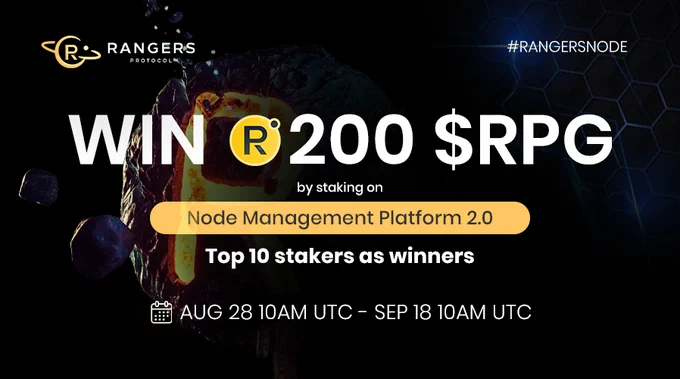 RangersProtocol's tweet photo. Task:
1. Delegate stake with any validators on
https://t.co/FQSjdWeiGq
2. Offer proof in telegram community with #RangersNode: https://t.co/QkIbGf8P0r
💎Winners:
- Winners are determined by the staking amount
- 10 top stakers as winners
⏰Time:
8/28 10am UTC - 9/18 10am UTC (3 weeks)
