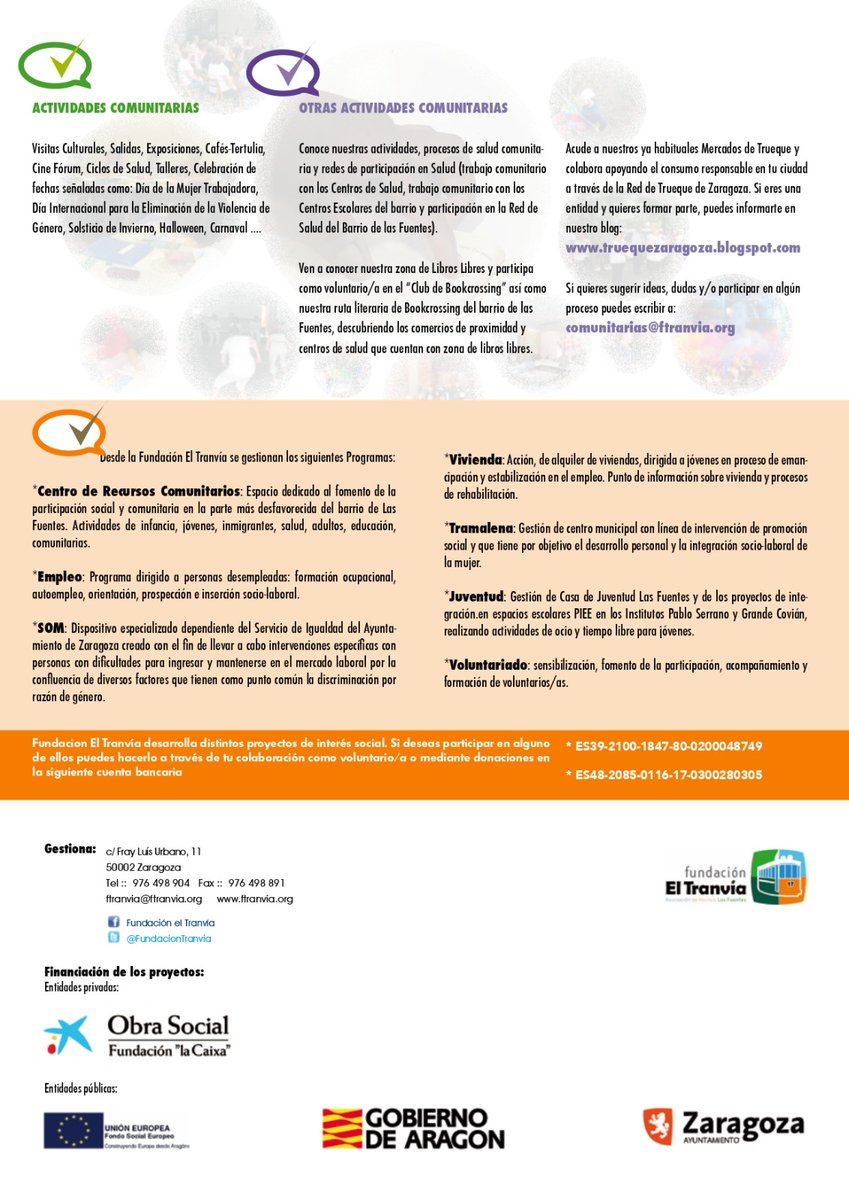 Informaros que hay un par de errores:
Inglés 3º y 4º de la ESO, En folleto aparece L de 16 a 17h. La actividad es en Martes (mismo horario)
Gimnasia divertida, En folleto aparece en X. La actividad es en Martes (mismo horario)