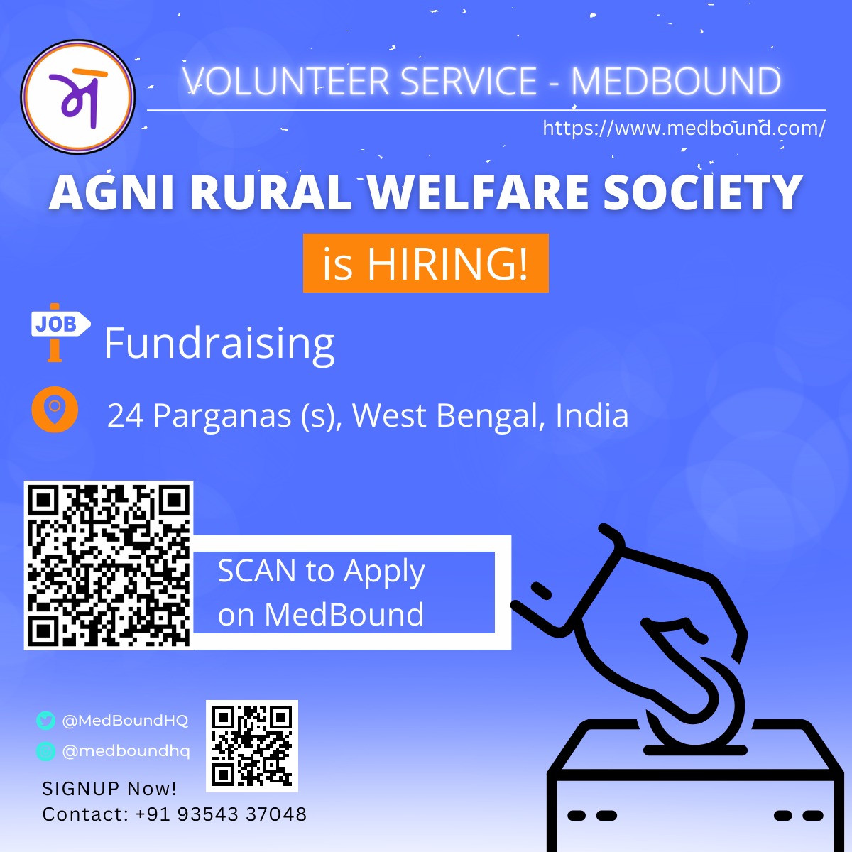 MedBoundHUB's tweet photo. 🚩 Volunteering Opportunity:

AGNI RURAL WELFARE SOCIETY is looking for Fundraisers.

🔹 Apply on MedBound - https://t.co/E20EbRwbzH https://t.co/Gdp4leJFy2