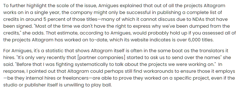 MittoVac's tweet photo. After Diablo IV &amp; Baldur's Gate 3, @Altagram_Group became the center of the discussion around miscrediting of game translators.

CEO Marie Amigues has embraced the "any publicity" motto, turning the ordeal into a marketing campaign, even boldly 'siding' with freelancers. https://t.co/cf52YfKk6c