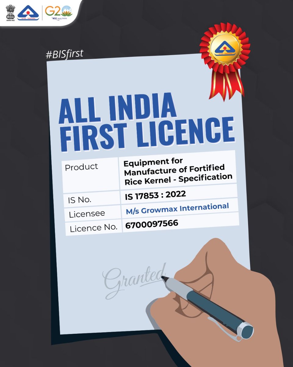 IndianStandards's tweet photo. Fortified Rice Kernels (FRK) are rice grains fortified with micronutrient premix.
Fortification is the practice of deliberately increasing the content of an essential micronutrient, i.e. vitamins and minerals in food to improve its nutritional quality.
#BISFirst #FirstLicence https://t.co/4TfX9c03iD
