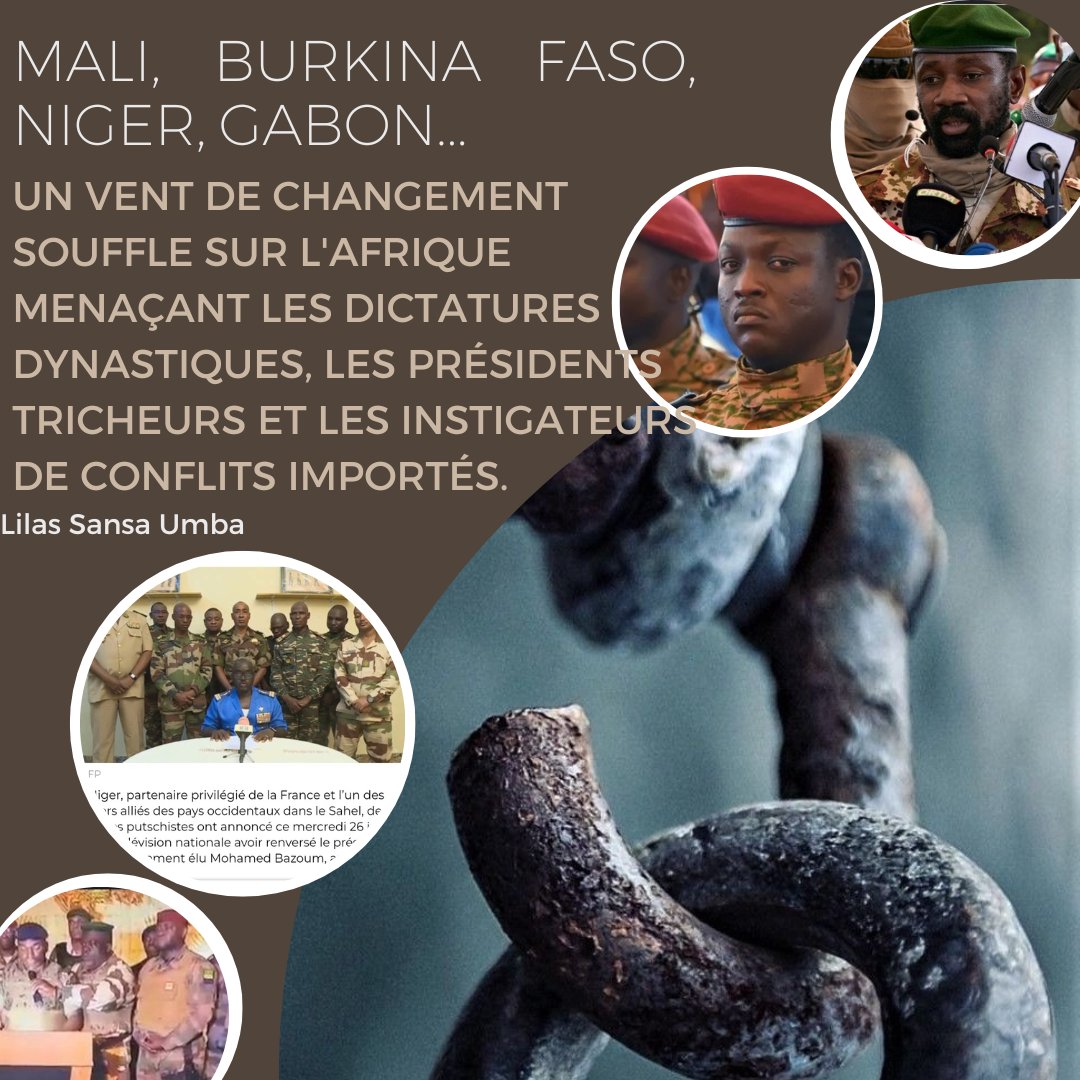 LilasSansa's tweet photo. #Mali #BurkinaFaso #Niger #Gabon #RDC #Congo #rwanda #burundi #France #Afrique #dictature #dynastie #President #tricheur #conflict #CoupdEtat #cedeao #militaires https://t.co/nGnRXMLByg