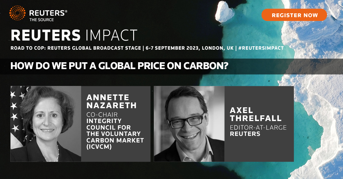 Annette Nazareth will join Axel Threlfall at #ReutersIMPACT to weigh up the costs and benefits of a mandatory vs voluntary approach to carbon market regulation. Join the conversation at 2:30pm GMT on Sept 6 - secure your spot here: events.reutersevents.com/impact