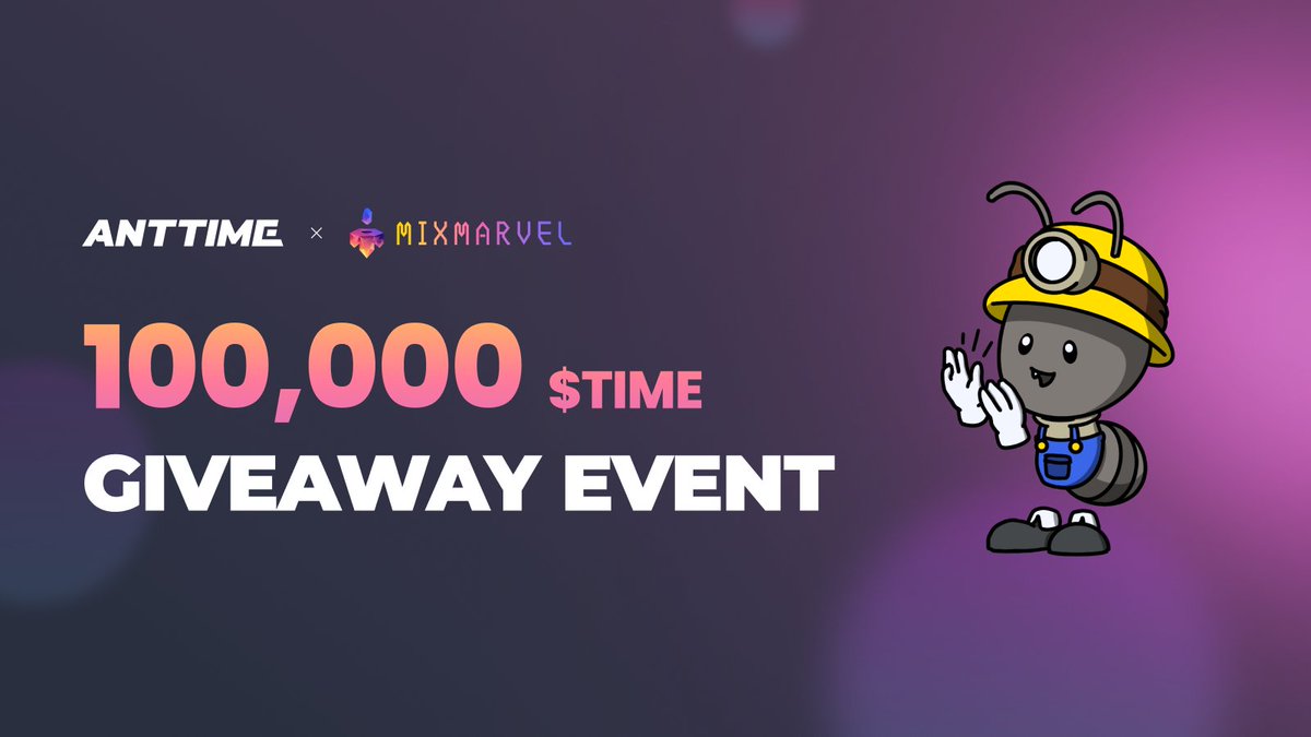 ANTTIME_NET's tweet photo. 🔥 We are excited to announce our #fifth #partnership!

💜 Introducing, @MIXMARVELGAME, the world's leading #blockchain game publishing platform &amp; content community!

🎉 #Giveaway #Event for Celebration!

🎁 Rewards: 100,000 $TIME

💚 Like / RT / Tag 3
https://t.co/fFIjnK6kTH https://t.co/viApgZBVzT
