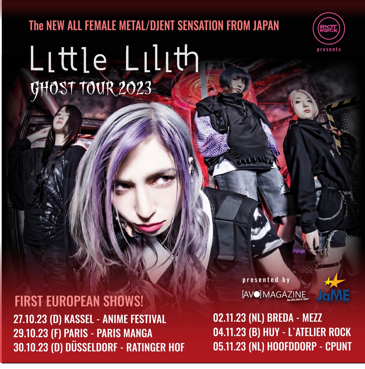littlelilith87's tweet image. ◤◢◤📢BIG NEWS📢◢◤◢

🇧🇪🇳🇱🇫🇷🇩🇪🇧🇪🇳🇱🇫🇷🇩🇪
-Little Lilith EU TOUR-

「GHOST TOUR 2023」

I kept you waiting!
Little Lilith goes on an overseas tour!

🌐：bit.ly/3L4DCTp
🇧🇪🇳🇱🇫🇷🇩🇪🇧🇪🇳🇱🇫🇷🇩🇪

#拡散希望 #PlzRT
#LittleLilith #リトルリリス
#LL_EUTOUR2023