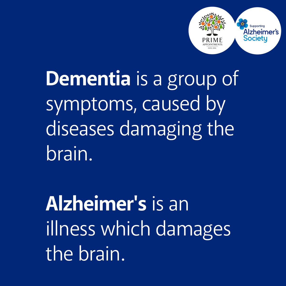 September is #WorldAlzheimersMonth and we have been in a partnership with @Alzheimer'sSociety for five years now, raising money and awareness. 1 in 5 people don't know the difference between Dementia & Alzheimer's #Alzheimers #Alzheimerssociety #fundraising #recruitmentagency