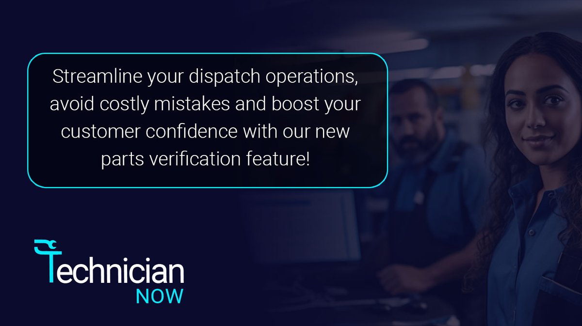 VizaLogix's tweet image. Streamline your dispatch operations with Technician Now's parts verification feature. Avoid costly mistakes and boost customer confidence by ensuring the correct parts are selected every time. 

ow.ly/sYm050PlZzA

 #dispatchoperations #techniciannow #partsverification