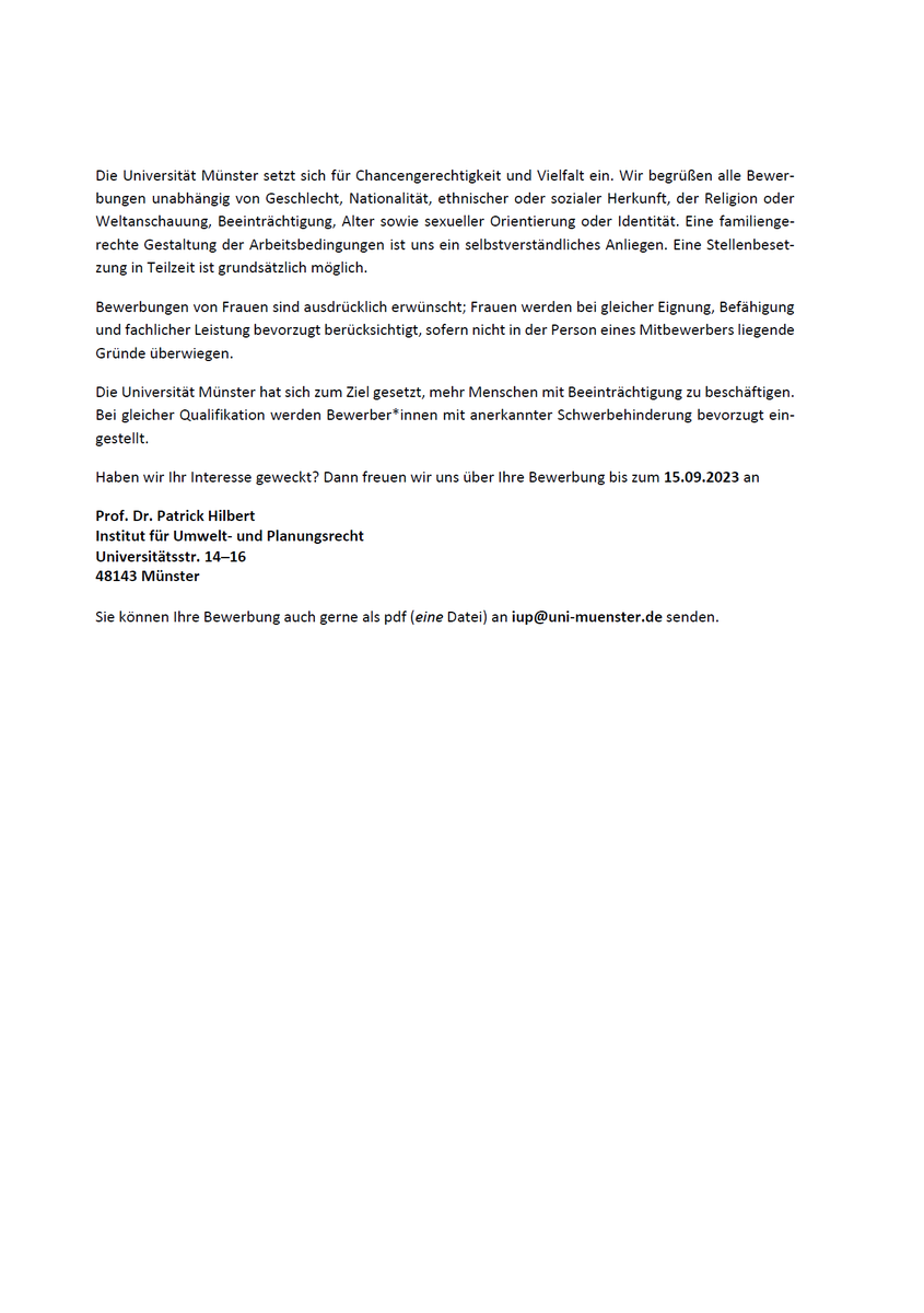Lust auf Europäisches Verwaltungsrecht?

Bei mir am Lehrstuhl ist eine Stelle (65%) frei
👉uni-muenster.de/Rektorat/Stell…