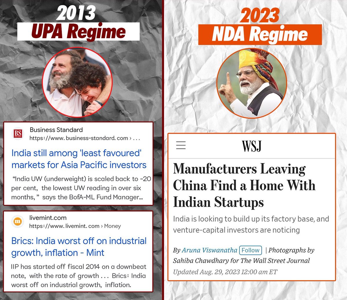 India worst off on industrial growth under the UPA versus India becoming an attractive destination for investors under the NDA! फर्क साफ है!