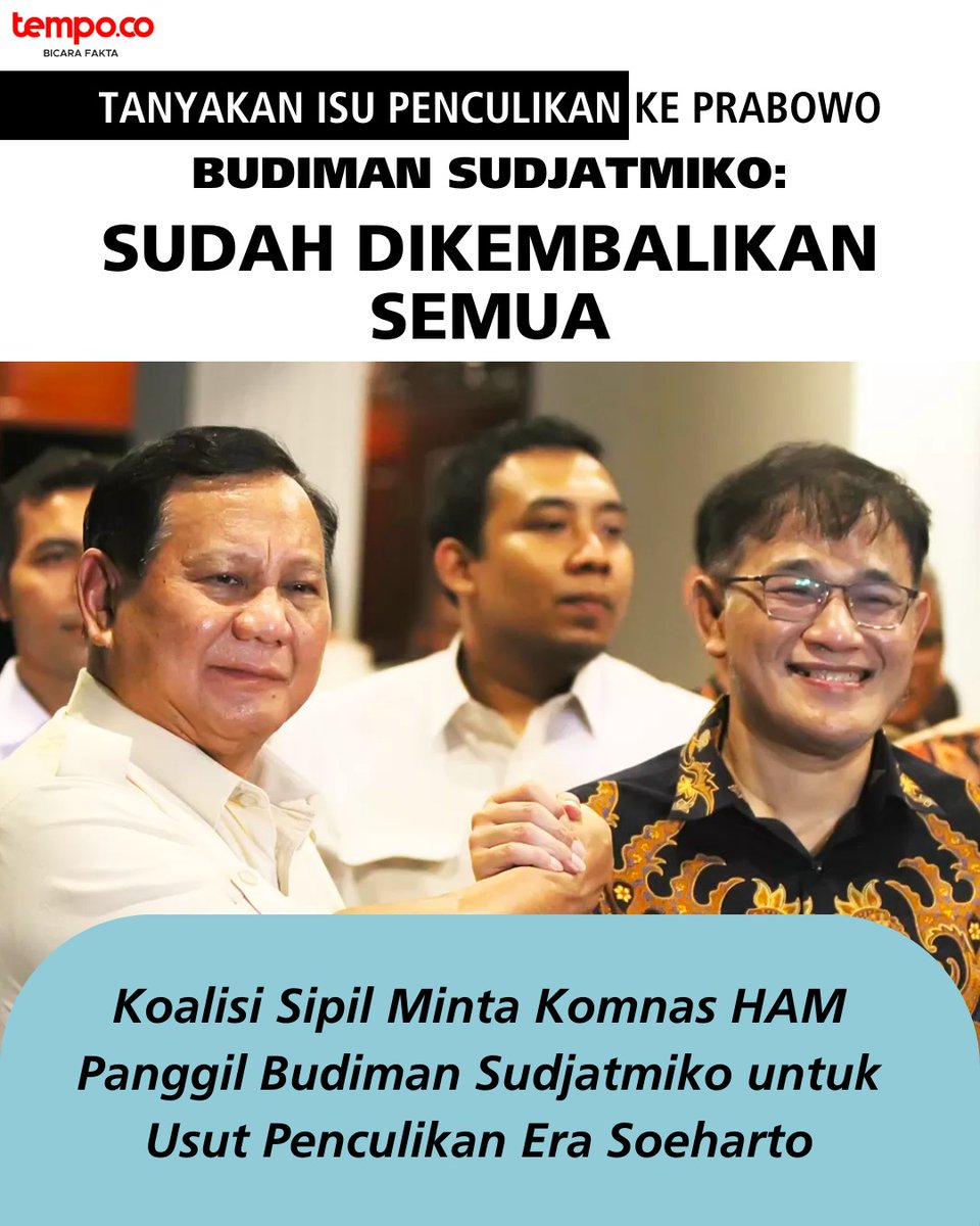 BLUNDER yang semakin MENGANGA

Prabowo berharap dengan bergabungnya Budiman Sudjiatmiko, isu penculikan menjadi REDA

Yang terjadi malah sebaliknya. Budiman membuat Prabowo mengakui bahwa dirinya BENAR melakukan PENCULIKAN aktivis

#PrabowoAntitesaJokowi 
#MenolakLupa