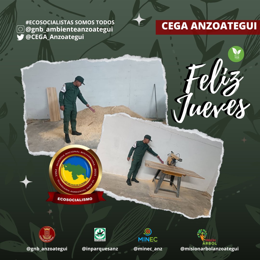 #31Ago || Efectivos militares de la GNB adscritos a la Coordinación de Guardería Ambiental del Estado Anzoátegui, les desean un Feliz jueves.

@GNBCmdtGral