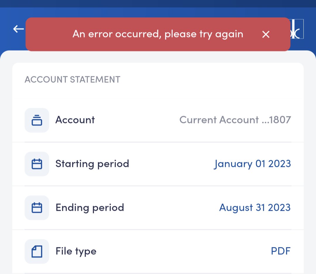 charliemuta's tweet photo. @BankofKigali I keep getting this error whenever I try to generate a bank statement. However, I got an email on each trial with a corrupted account statement file of (2kb). Kindly support https://t.co/dQyFyr0gUM