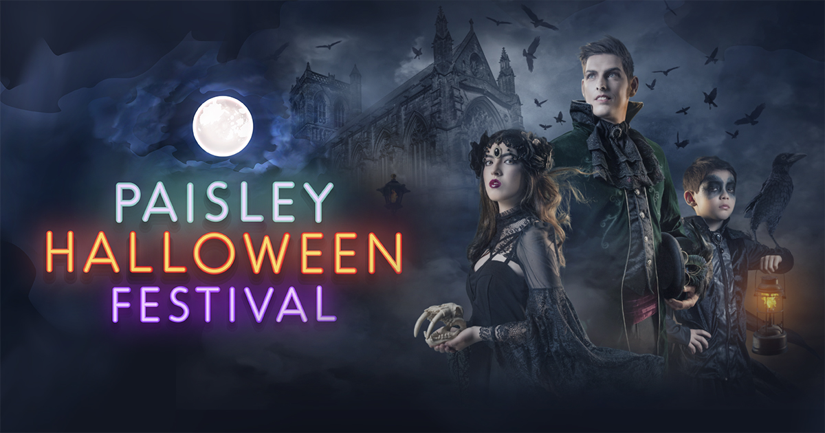 Paisley Halloween Festival is back for 2023! With a new format this year, Paisley town centre will be transformed into a gothic playground, with TWO ZONES, a Trail Zone and Live Performance Zone. Check out the full announcement at paisley.is/halloween