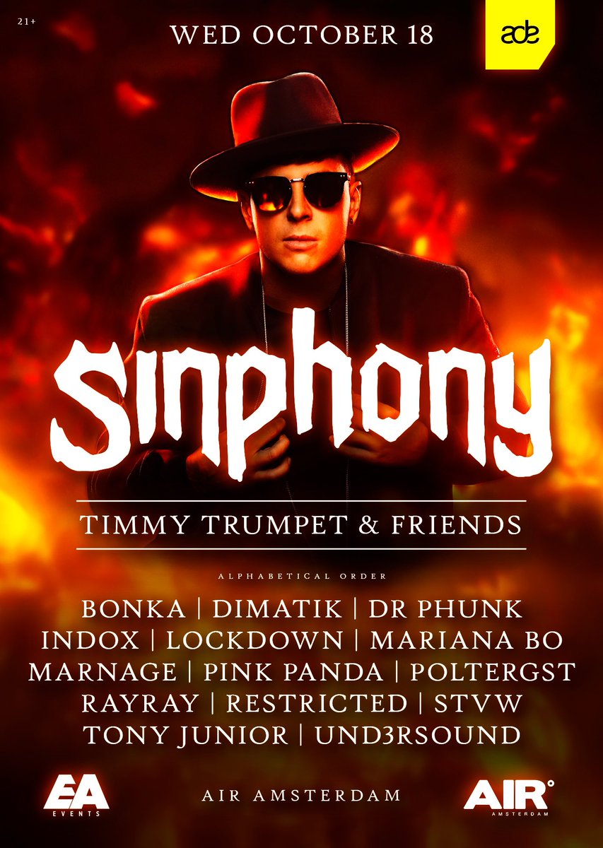 We’re glad to announce we’ll be part of <a href="/SINPHONYrecs/">SINPHONY</a> Label Night together with our brother and #8 DJ in the world <a href="/TimmyTrumpet/">Timmy Trumpet</a> 🎺🔥
See you at <a href="/AIRAmsterdam/">AIR Amsterdam</a> ❌❌❌