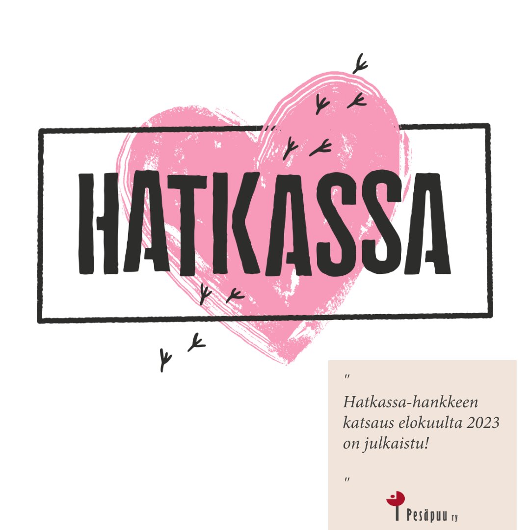 PesapuuRy's tweet photo. #Hatkassa-hankkeen elokuinen katsaus on julkaistu! Katsauksessa käydään läpi hankkeen tähänastista, tapahtumarikasta taivalta sekä avataan sen tulevaisuuden suunnitelmia 👉 https://t.co/BgD6TaqbWg

#lastensuojelu #sijaishuolto #hatkaaminen #hatkat @onniwestlund @maijaruusu https://t.co/BlFSWzoWMI