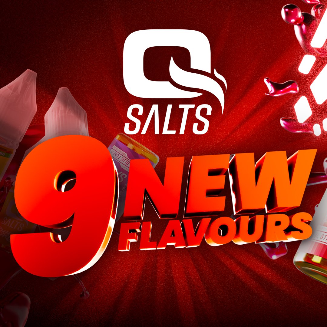 Vape_HQ's tweet photo. INTRODUCING THE NEXT 9 FLAVOURS TO OUR QSALTS RANGE! 🤩

The first launch took the market by storm, the next 9 are no exception! 🔥 

Your favourite disposable flavours in an e-liquid that gives you 5X more! Ready to experience unreal flavour? 

https://t.co/rGcHzcEle7 https://t.co/TVHpN5rEaH