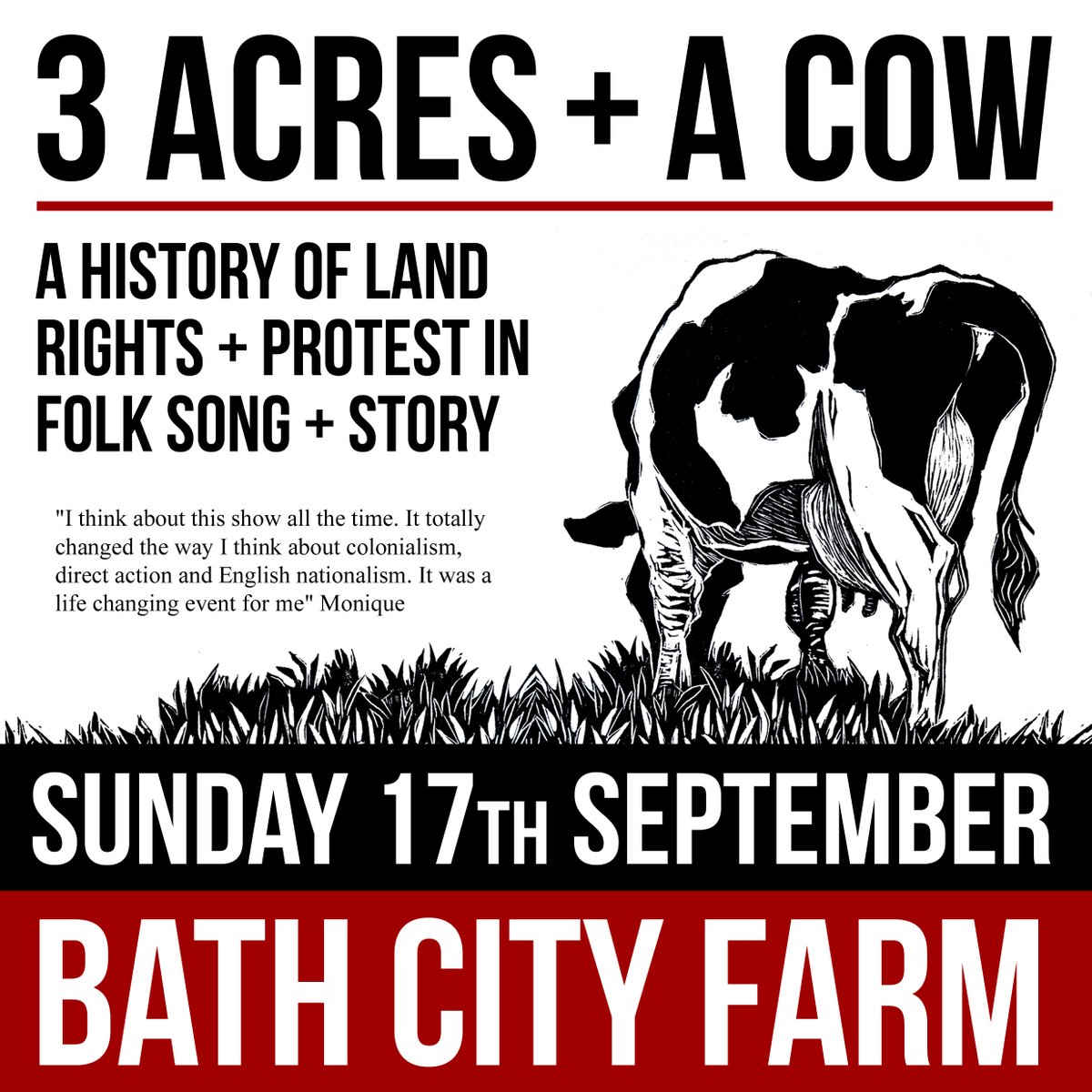 We are performing at @BathCityFarm on the afternoon of Sunday 17th September - tickets from tickettailor.com/events/threeac… Come and sing through a 1000 years of land rights history with us! (This is an outdoor show but we have a local hall hired as a wet weather contingency plan)