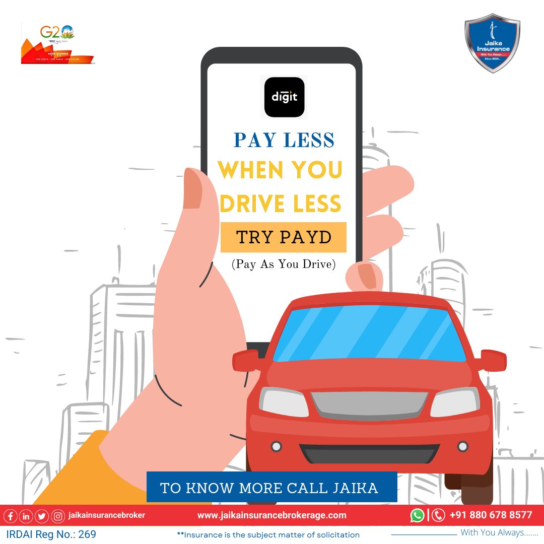 JaikaInsurance's tweet image. Still paying more for your car insurance? Try Pay As You Drive with Digit. Discover a smarter way to insure – call our car insurance experts at Jaika. Choose the perfect policy that safeguards both your car and your wallet.

#carinsurance #autoinsurance #vehiclecoverage