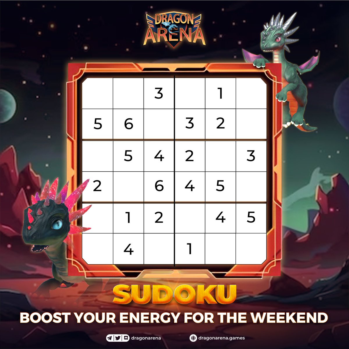 Dragon Arena (💙,🧡) (@the_dragonarena) on Twitter photo Happy Friday! 🎉
Let's kickstart the weekend with a fun challenge! 🧩
Like and comment your answers👇
Score 200XP by submitting your link to the minigame category: zealy.io/c/dragonarena/…
And while you're at it, don't miss out on the thrilling journey with <a href="/The_DragonArena/">Dragon Arena (💙,🧡)</a> 🐲 Happy Friday! 🎉
Let's kickstart the weekend with a fun challenge! 🧩
Like and comment your answers👇
Score 200XP by submitting your link to the minigame category: zealy.io/c/dragonarena/…
And while you're at it, don't miss out on the thrilling journey with <a href="/The_DragonArena/">Dragon Arena (💙,🧡)</a> 🐲