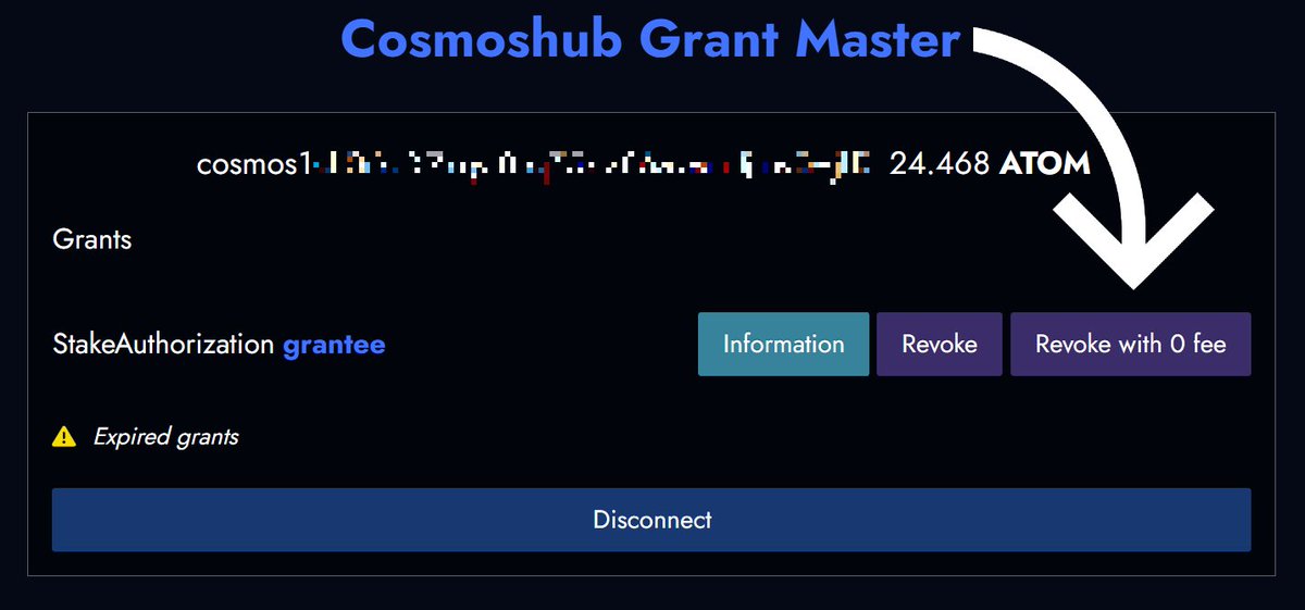 We've updated our authz grant revoker to one-up the 'orai airdrop' scammers! 👊

They have started running scripts on their victims' wallets, so that if any $ATOM is sent for fees to revoke the grant, it is immediately withdrawn. 

To combat this, we've added 0-fee revoking!