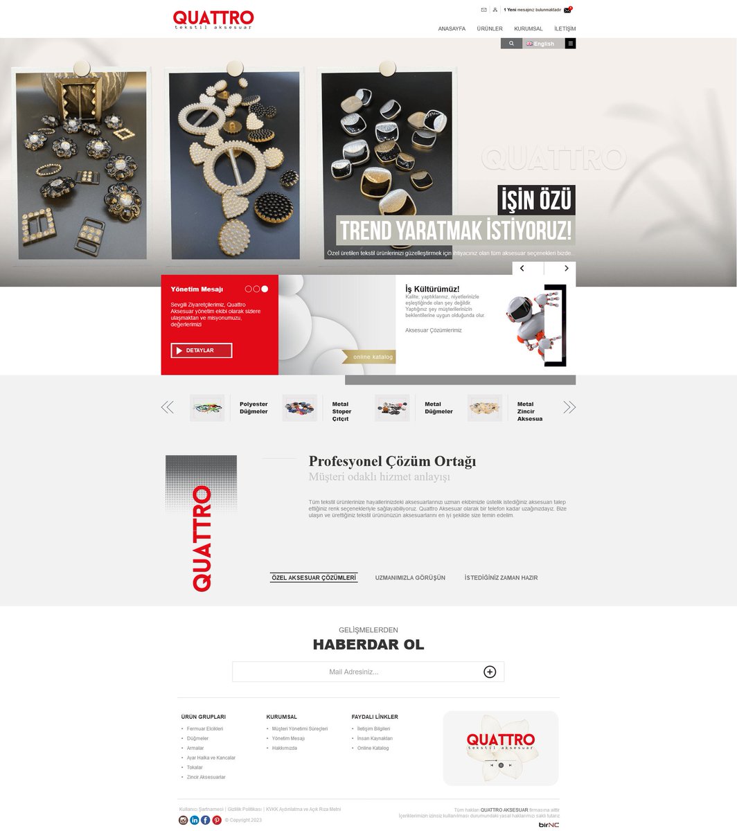 Quattro Aksesuar Web Tasarım Projesi   
► quattroaksesuar.com   

Modern, yeni nesil web sitesi projesi tamamlanmıştır.     #WebTasarım #birNC #WebDesign #Ui #Ux #UiDesign #UxDesign #WebSitesi #Website #Web #Tekstil #GraphicDesign #WebsiteDesign #Designer #QuattroAksesuar