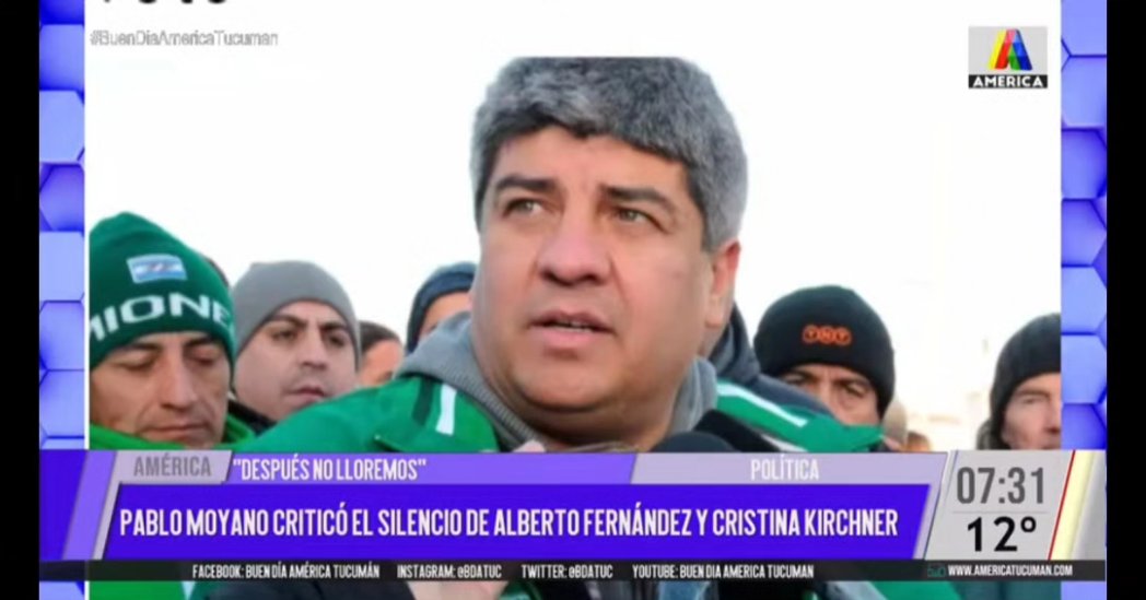 BDATuc's tweet photo. Pablo Moyano criticó el silencio de Alberto Fernández y Cristina Kirchner: "Después no 
lloremos"

El sindicalista le pidió a los dirigentes de Unión Por la Patria que “salgan a militar”. #BDATuc https://t.co/CHBaNoSvRV