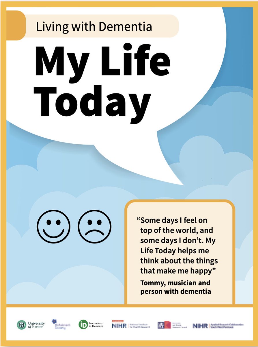 'My Life Today' aims to help people with #dementia identify and monitor everyday activities to help them 'live well'. Researchers @IDEALStudyTweet are looking for people with dementia try it out. this will help to improve My Life Today. Contact IDEAL@exeter.ac.uk for more info